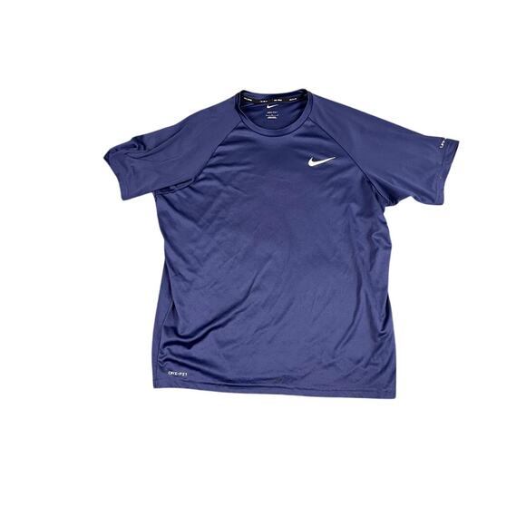 Nike Swim Men's Navy Blue Dri-Fit UPF 40+ Short Sleeve Shirt Size Large - Picture 1 of 11